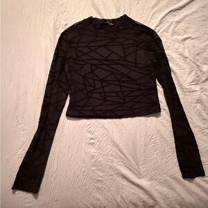 Geometric Black Long Sleeve Top